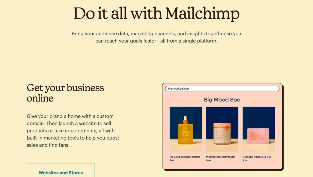 mailchimp.com screenshot from 2022